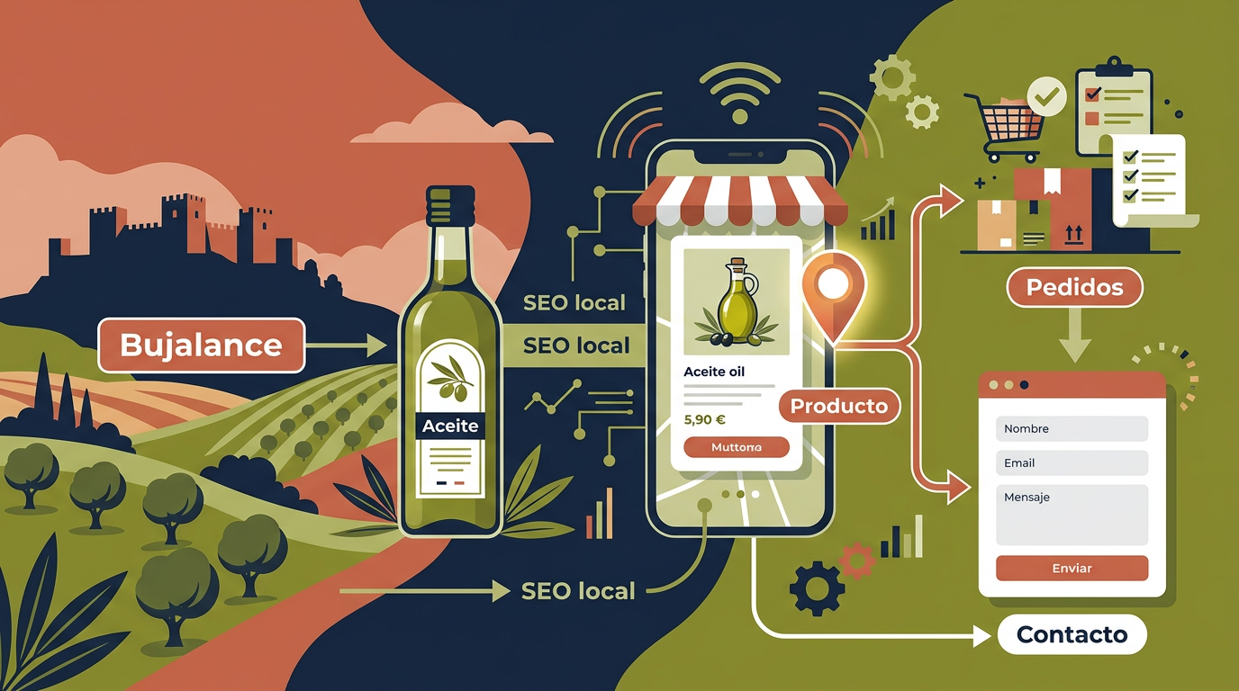 Infografía sobre diseño web local y captación en Bujalance