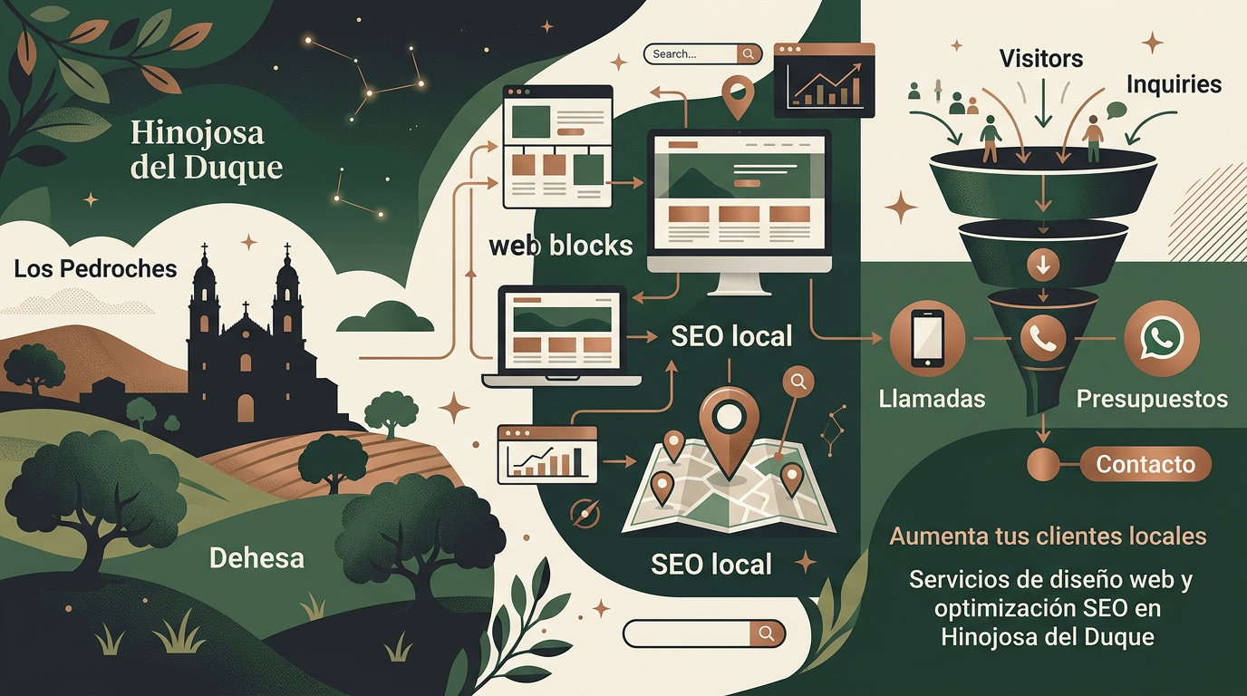 Infografía sobre diseño web local y SEO en Hinojosa del Duque
