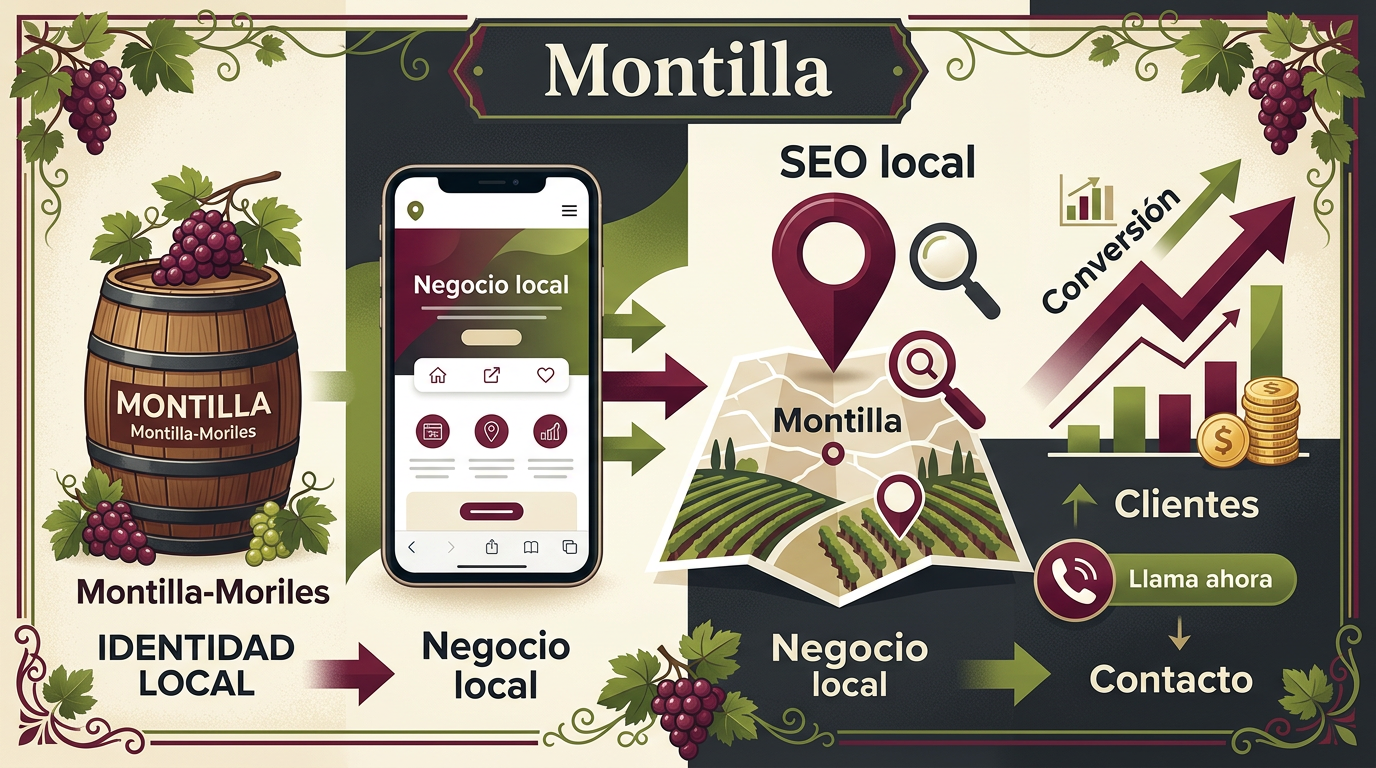 Infografía sobre diseño web local y SEO en Montilla