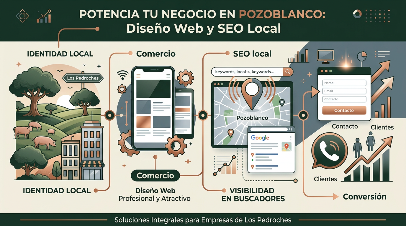 Infografía sobre diseño web local y SEO en Pozoblanco